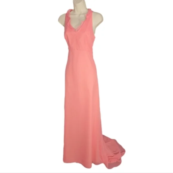 Silhouette's Gown Sleeveless Floor Length Coral Size 8 - Picture 11 of 13